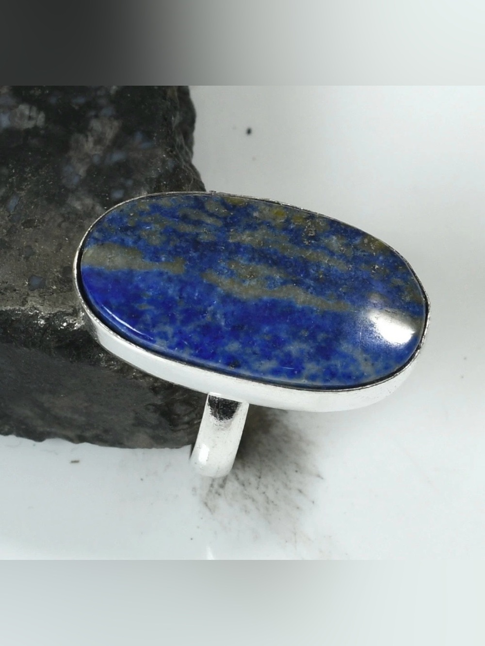 Lapis Lazuli Gemstone Ethnic Handmade Ring Size-6.25